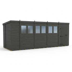 19x6 Pent Composite Shed (Single Door, With Windows)