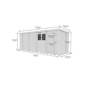 18 x 7 Pent Shed (Double Door, No Windows)