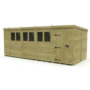 18 x 8 Pent Shed (Single Door, With Windows)