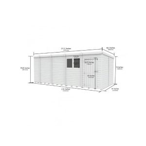 19x8 Pent Composite Shed (Single Door, With Windows)