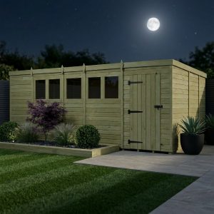 19 x 9 Pent Shed (Single Door, With Windows)