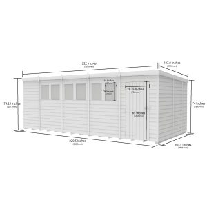 19x9 Pent Composite Shed (Single Door, No Windows)
