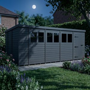 19x9 Pent Composite Shed (Single Door, With Windows)
