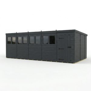 20x10 Pent Composite Shed (Single Door, With Windows)