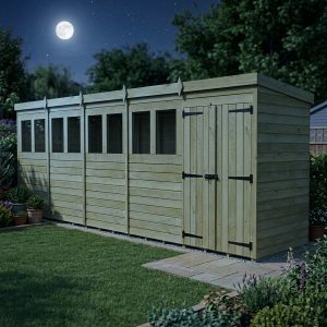 20 x 4 Pent Shed (Double Door, With Windows)