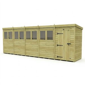 20 x 4 Pent Shed (Single Door, With Windows)