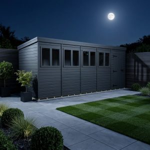 20x4 Pent Composite Shed (Single Door, With Windows)