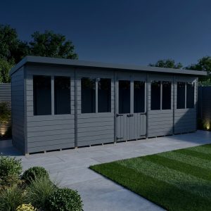 20x4 Composite Pent Summer House (Double Doors, With Windows)