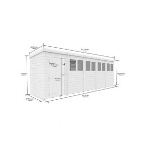 20 x 5 Pent Shed (Double Door, No Windows)
