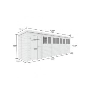 20 x 5 Pent Shed (Single Door, With Windows)