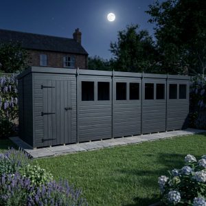 20x5 Pent Composite Shed (Single Door, With Windows)