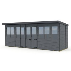 20x5 Composite Pent Summer House (Double Doors, With Windows)