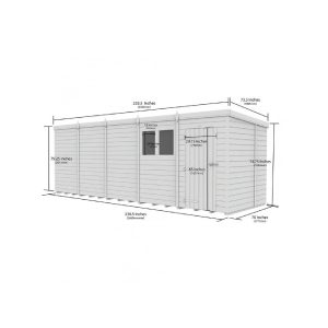 20 x 6 Pent Shed (Double Door, No Windows)