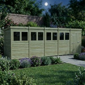 20 x 6 Pent Shed (Single Door, With Windows)
