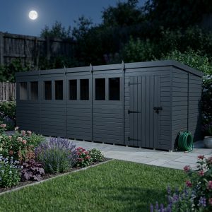 20x6 Pent Composite Shed (Single Door, With Windows)