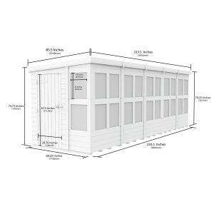 6 x 20 Pent Potting Shed