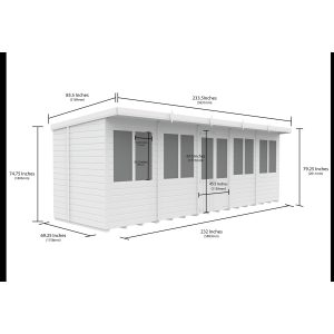 20x6 Composite Pent Summer House (Double Doors, With Windows)