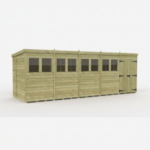 20 x 7 Pent Shed (Double Door, With Windows)