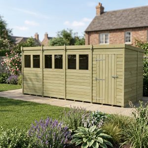 20 x 7 Pent Shed (Single Door, With Windows)