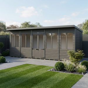 20x7 Composite Pent Summer House (Double Doors, With Windows)