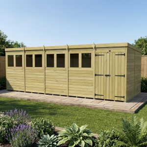 20 x 8 Pent Shed (Double Door, With Windows)