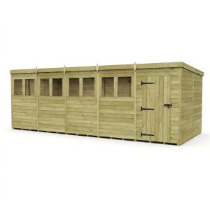 20 x 8 Pent Shed (Single Door, With Windows)