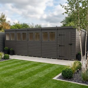 20x8 Pent Composite Shed (Single Door, With Windows)