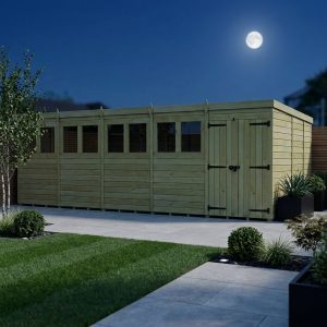 20 x 9 Pent Shed (Double Door, With Windows)