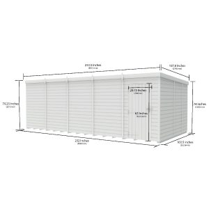 20 x 9 Pent Shed (Single Door, No Windows)
