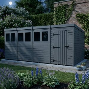 20x9 Pent Composite Shed (Single Door, With Windows)