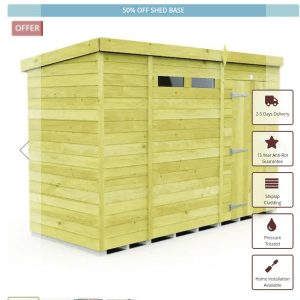 4 x 10 Security Pent Shed (Single Door)