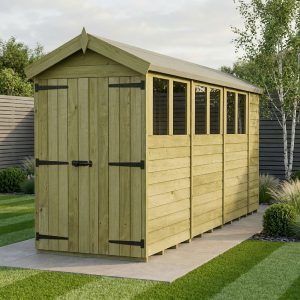 4 x 14 Apex Shed (Double Door, With Windows)