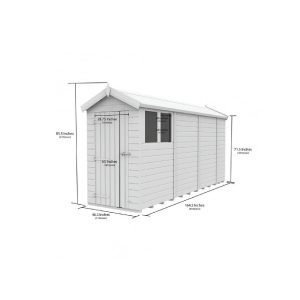 4 x 14 Apex Shed (Single Door, With Windows)