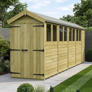 4 x 19 Apex Shed (Double Door, With Windows)