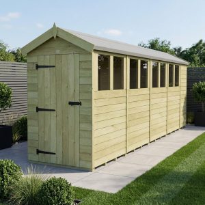 4 x 19 Apex Shed (Single Door, With Windows)