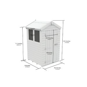 4 x 4 Apex Shed (Single Door, With Windows)