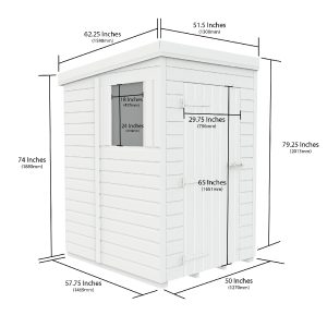 4 x 5 Pent Shed (Single Door, No Windows)