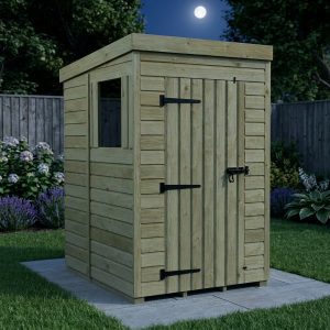 4 x 5 Pent Shed (Single Door, With Windows)