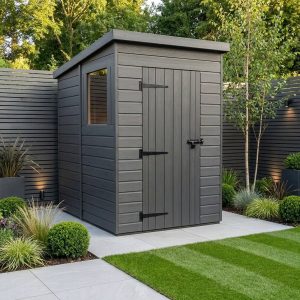 4x5 Pent Composite Shed (Single Door, With Windows)
