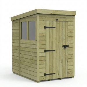 4 x 6 Pent Shed (Single Door, With Windows)