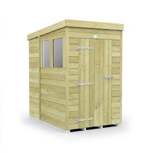 4 x 7 Pent Shed (Single Door, With Windows)