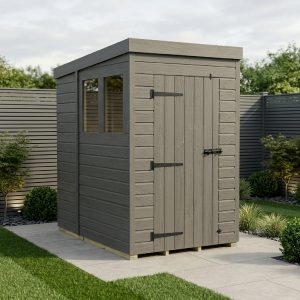 4x7 Pent Composite Shed (Single Door, With Windows)