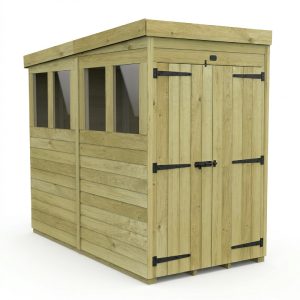 4 x 8 Pent Shed (Double Door, With Windows)