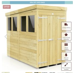 4 x 8 Pent Shed (Single Door, With Windows)