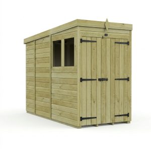 4 x 9 Pent Shed (Double Door, With Windows)