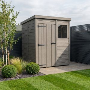 5x5 Pent Composite Shed (Single Door, With Windows)