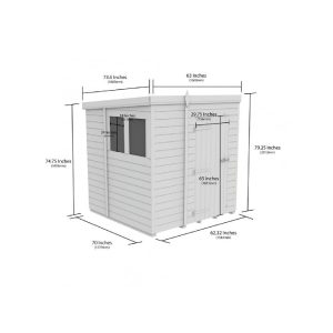 5x6 Pent Composite Shed (Single Door, With Windows)