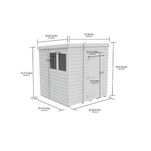 5x7 Pent Composite Shed (Single Door, With Windows)