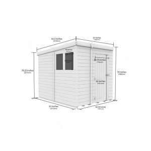 5x8 Pent Composite Shed (Single Door, With Windows)