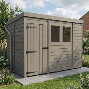5x9 Pent Composite Shed (Single Door, With Windows)